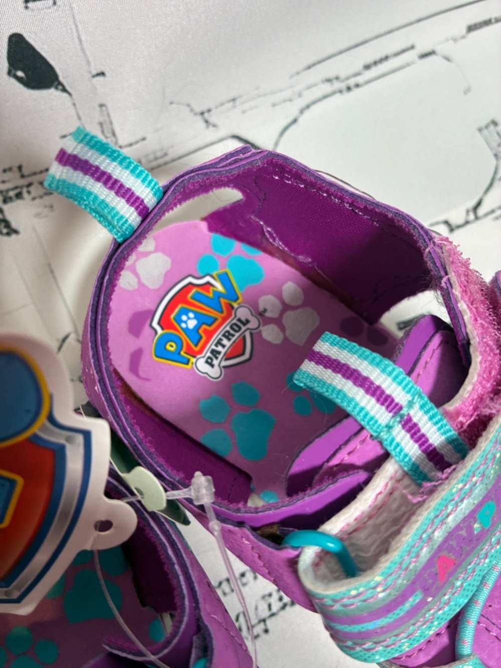 Paw Patrol Girls Purple and Teal Sandal-Sneakers size 10 - Picture 2 of 5